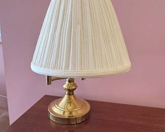 Brass Table Lamp with Pleated Shade