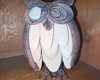 Layered Metal Owl Sculpture