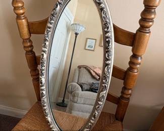 Antique Pierced Gilt Framed Oval Wall Mirror