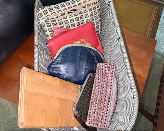 Assorted Vintage Clutches and Wallets, including Eel Skin and Embossed Leather