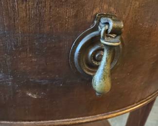 Antique Round Drum Table with Drawer second image