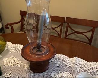 Vintage Dansk Teak Wood Hurricane Candle Holder