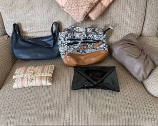 Lot of Five Assorted Handbags and Clutches, including Stone Mountain