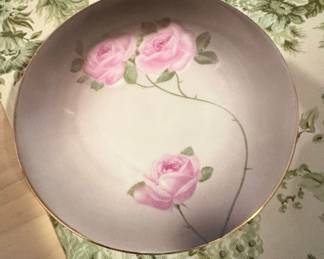 Vintage Zeh, Scherzer Co. Z.S.C. Bavaria Porcelain Plate with Pink Roses