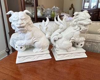 Pair of Blanc De Chine Ceramic Foo Dogs