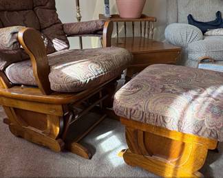 Paisley Upholstered Glider Rocker with Ottoman third image