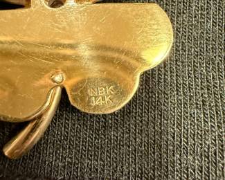 14K Yellow Gold Diamond Four-Leaf Clover Brooch Pin