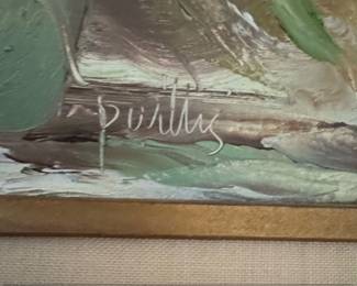 Vintage Floral Still Life Oil Painting by R. Puths Yellow Daisies second image