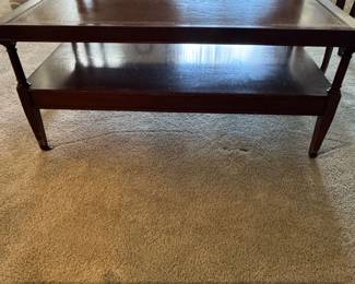 Vintage Mahogany Leather Inset TwoTier Coffee Table