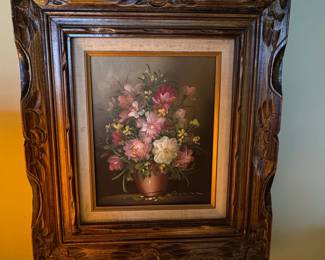 Vintage Floral Still Life Oil Painting