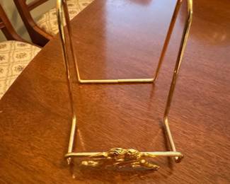 Vintage Brass Cherub Plate Stand Easel