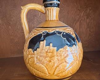 Vintage Hand Painted Ceramic Jug with Castle Scene