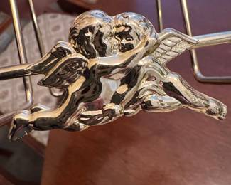 Vintage Brass Cherub Plate Stand Easel second image