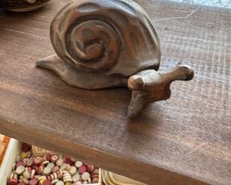 Carved wooden snail