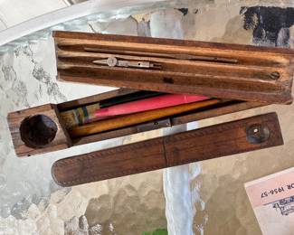 vintage student wood pencil box