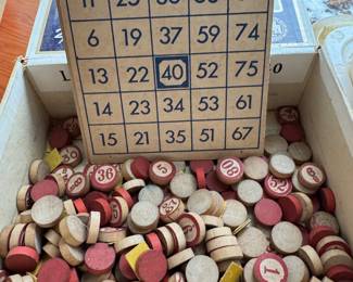 Vintage Bingo cards and tokens