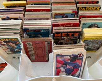 Vintage baseball cards in baseball case