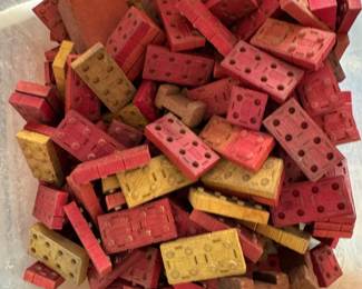 Wooden Halsam American bricks. 1940's version of legos