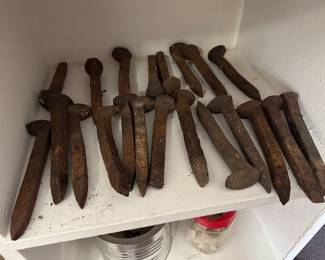 Vintage railroad spikes