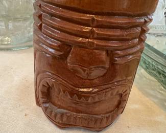 Vintage wooden Tiki mug