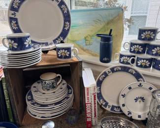 Bright blue china set