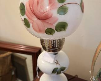 painted milk glass lamp