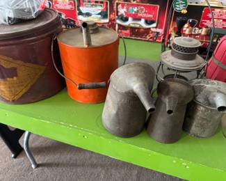 Vintage railroad oil cans