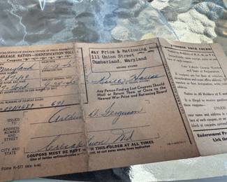 WWII gas ration coupons