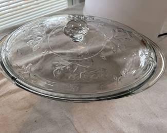 Pressed glass lidded casserole