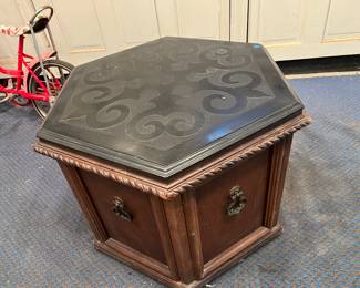 F51. Octagon End Table-Marble/Stone Top- Mediterranean Style		30”