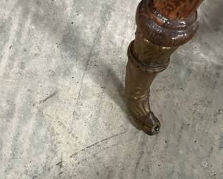 F44. Small Square Oak Side Table-Brass Feet Tips					18” x 18” x 28”