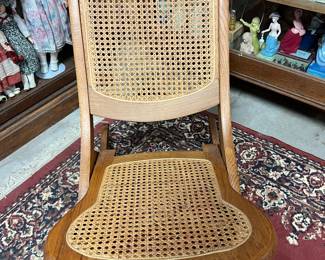 F21. Folding Oak Rocker-Cane Bottom & Cane Back	