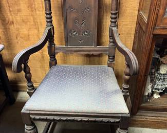 F23. 6 Jacobean/Gothic Style Dining Room Chairs-1 Armed	
