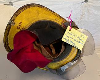 3. Cairns - Leather - Yellow - Size 6 7/8-7 ½ Med - Chin Strap - Face Shield - Helmet Shroud