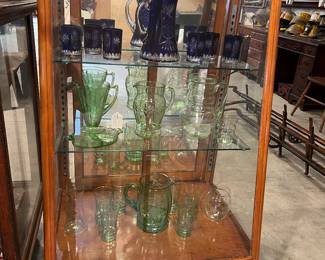 F 3. Glass Front & Sides Display Case Matches #1		23” x 23” x 50” & Glassware