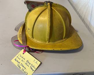 2. Cairns - Leather - Yellow - Size 6 7/8-7 ½ Med - Chin Strap - Face Shield - Helmet Shroud