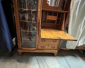 F 9. Oak Side by Side-Drop Front Secretary Desk-4 Shelves		40” x 14” x 68”