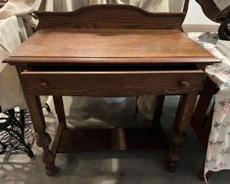 F 5. Small Desk-Dark Oak-Dovetailed-1 Drawer				34” x 19” x 36”