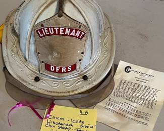 5. Cairns - Leather - White - Lieutenant - 
Size 6 7/8 - 7 ½  Med - Chin Strap - Helmet Shroud