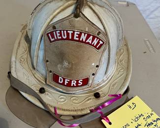 5. Cairns - Leather - White - Lieutenant - 
Size 6 7/8 - 7 ½  Med - Chin Strap - Helmet Shroud