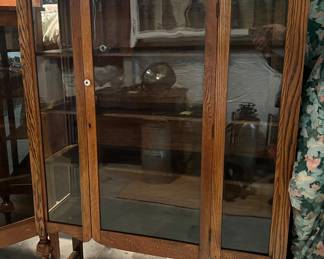 F 8.  Oak China/Display Cabinet-Glass Front & Sides				44” x 15” x 60”