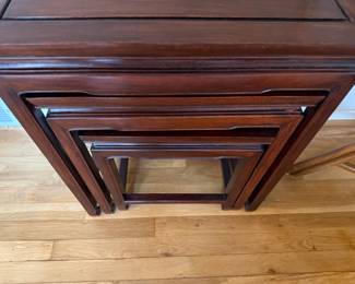 Set of Four Chinese Carved Rosewood Nesting Tables