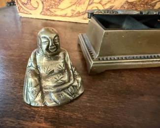 Miniature Brass Laughing Buddha Figurine