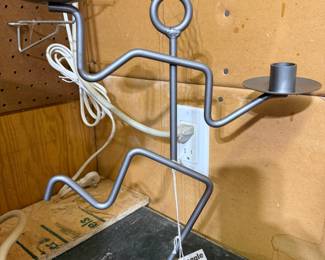 1990s Beagle Post Modern Wire Squiggle Man Candlestick Holder