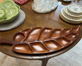 Caribcraft Solid Mahogany Leaf Shaped Serving Tray