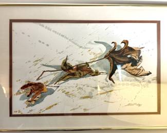 Framed & Matted Autumn Leaves Still Life Watercolor Painting by Susan Rodney