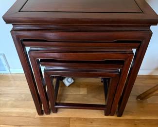 Set of Four Chinese Carved Rosewood Nesting Tables