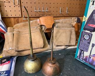 Vintage Thumb Pump Oilers, Genuine Leather Tool Belt