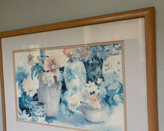 Framed & Matted Watercolor Floral Print by Nancy Lund