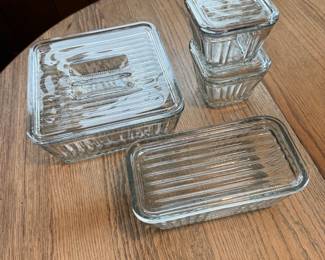 1932 Anchor Hocking Clear Ribbed Glass Refrigerator Dishes